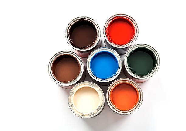 istock Group of colorful paint tins 180850502