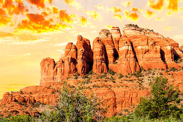 Courthouse Rock is located south of Sedona in the town of Oak Creek.  It is a beautiful representation of the red rock sandstone formations that populate this area of Arizona.  Hikers can walk around the formation and enjoy it from all angles. This image was captured on a stormy day in April, just before a thunderstorm swept through the area.