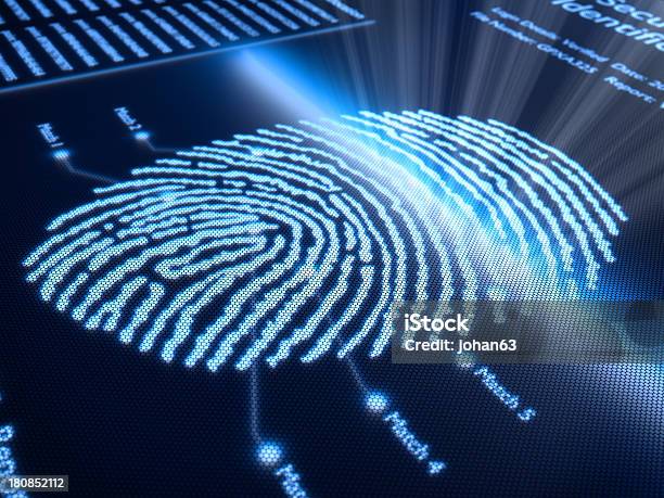 Fingerabdruck Auf Pixellated Bildschirm Stockfoto und mehr Bilder von Fingerabdruck - Fingerabdruck, Gepunktet, Kriminaltechnik