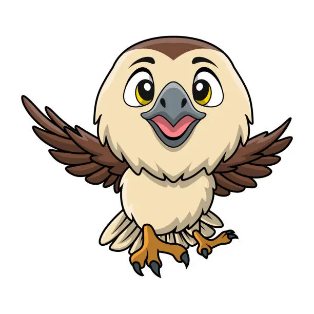 Vector illustration of Cute falcon cartoon on white background