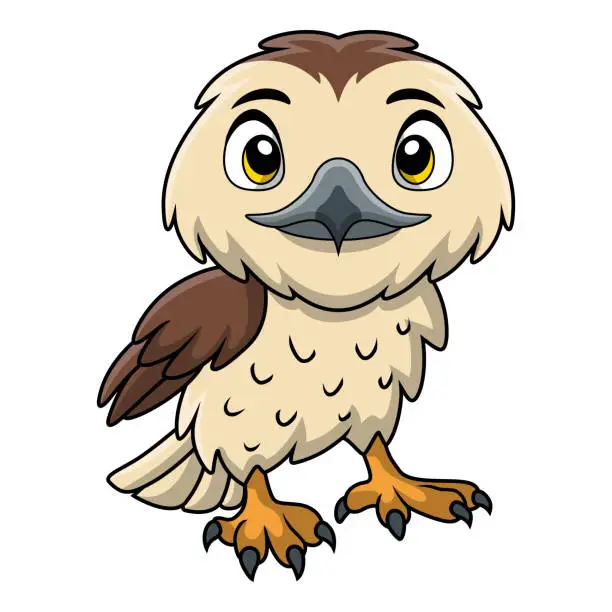 Vector illustration of Cute falcon cartoon on white background