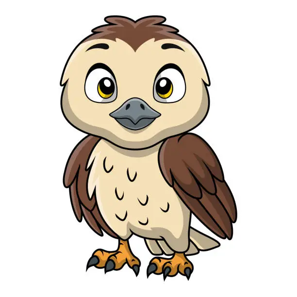 Vector illustration of Cute falcon cartoon on white background