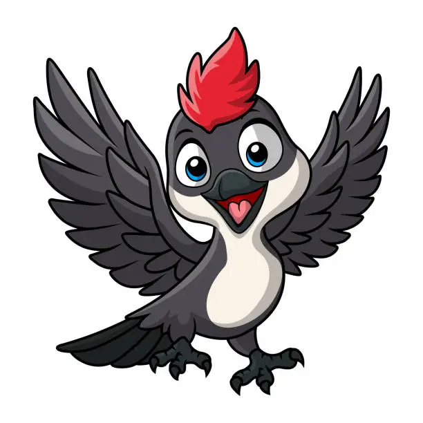 Vector illustration of Cute woodpecker cartoon on white background