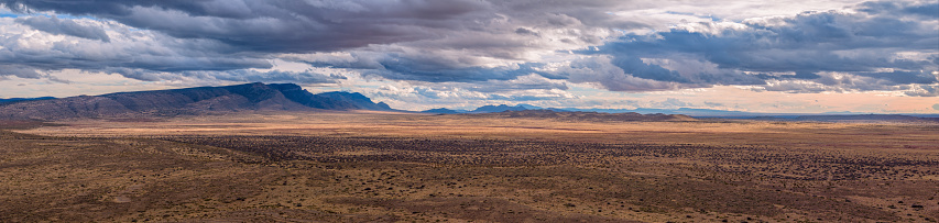 Aerial Panorama of Desert and Mountains in New Mexico
