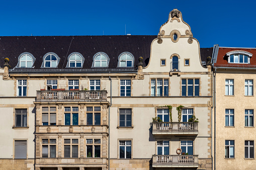 Historic old facade in downtown of Strasbourg at France