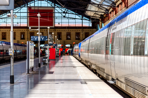 Rail Infrastructure Train Leaving Cologne Railroad Station