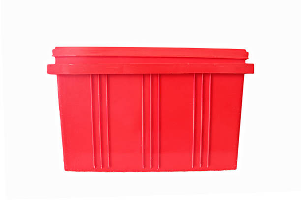 istock Red Plastic box Packaging of finished goods. 180857122