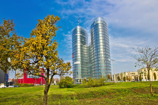 Modern twin tower in City of Zagreb, Capital of Croatia