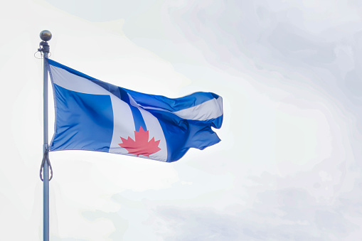 toronto, canada - 25 October 2022: the city flag of the municipality of Toronto is flying in the air attached to a pole