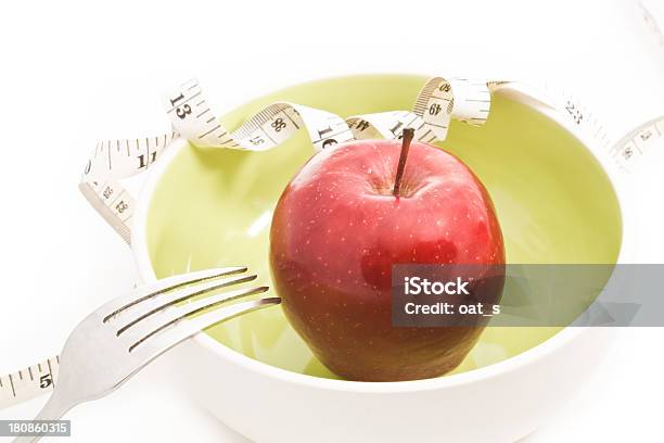 Diet Concept Stock Photo - Download Image Now - Adhesive Tape, Apple - Fruit, Crockery