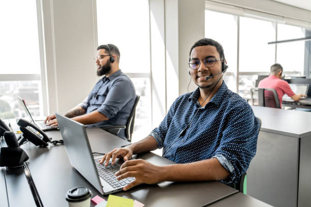 istock Portrait of a young apprentice working in a telemarketing office 1808603209