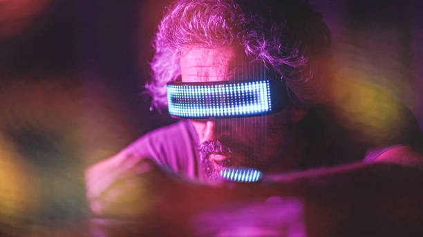 istock Pro gamer playing online video game with VR goggles. 1808604327