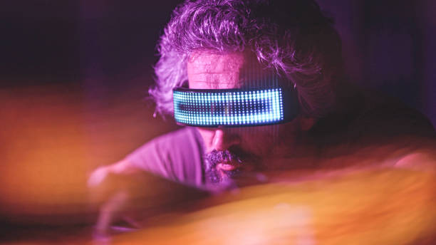 istock Pro gamer playing online video game with VR goggles. 1808604328
