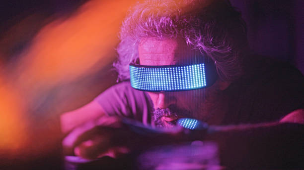 istock Pro gamer playing online video game with VR goggles. 1808604334