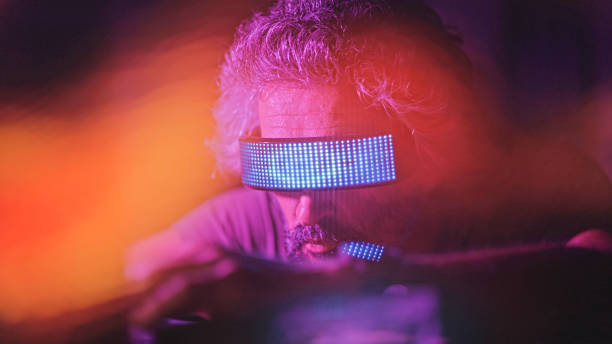 istock Pro gamer playing online video game with VR goggles. 1808604337