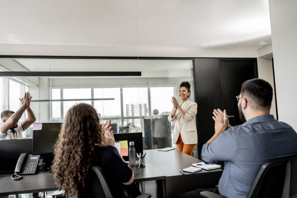istock Employees celebrating company goals achieved 1808606026