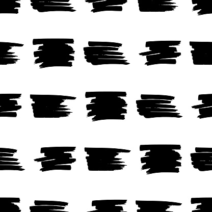 Seamless pattern with black marker scribbles on white background. Vector illustration