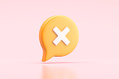 Speech bubble with cross check mark icon