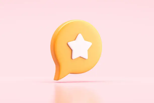 Photo of Speech bubble with rating star icon sign