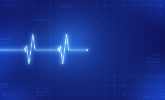 Blue health heart pulse cardiography pulse trace abstract background.