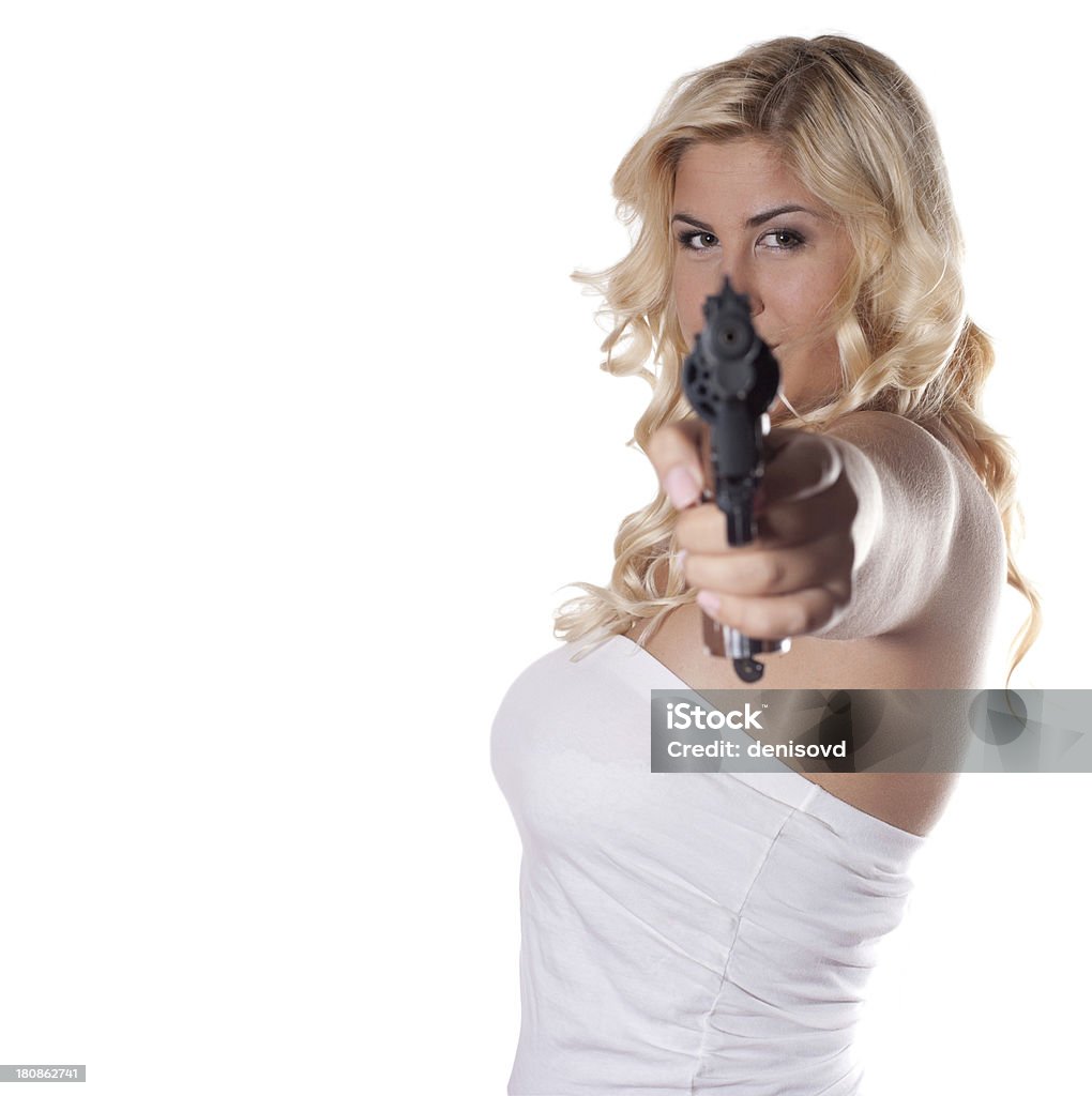 Mujer joven con una pistola - Foto de stock de Adulto libre de derechos