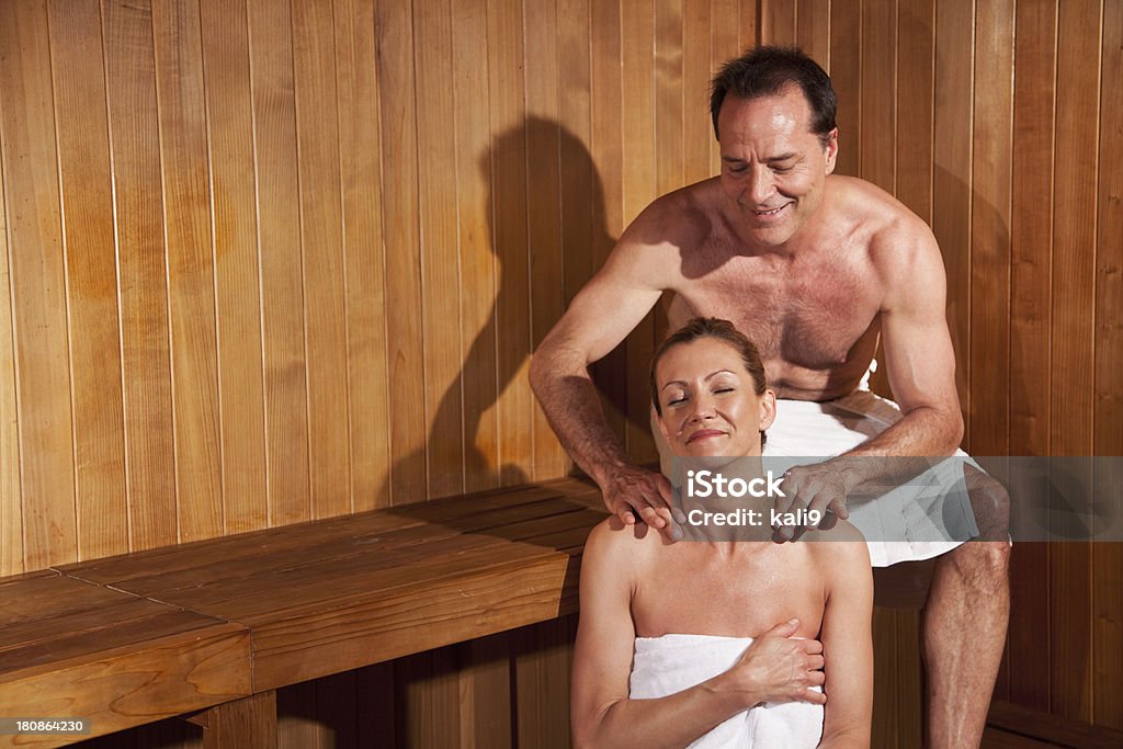 Älteres Paar in der sauna - Lizenzfrei 45-49 Jahre Stock-Foto