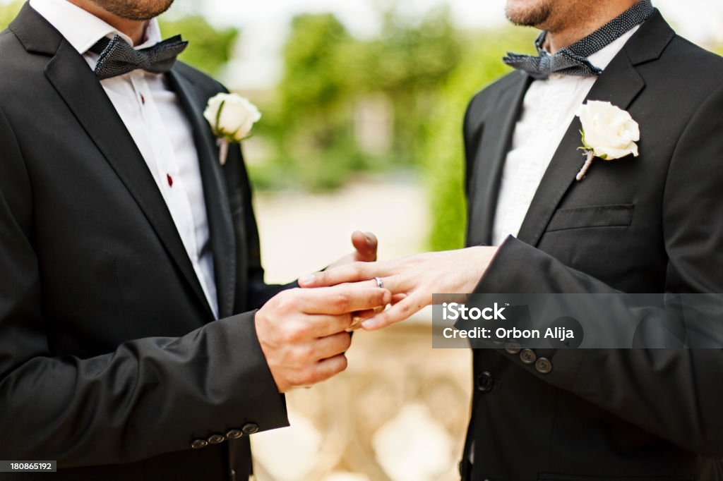 Para homoseksualna ślub ceremon - Zbiór zdjęć royalty-free (Ślub)
