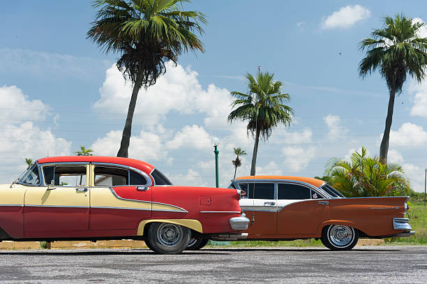 istock old american car in Havana, Cuba, parked under a tree 180865234