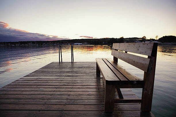 istock seat at end of pier 180865656