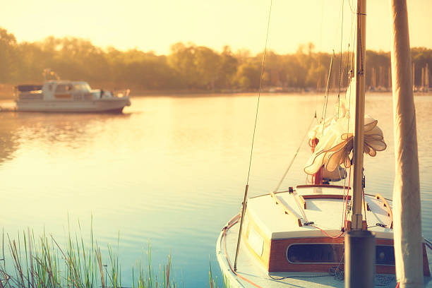 istock Sailboat on misty morning 180865750