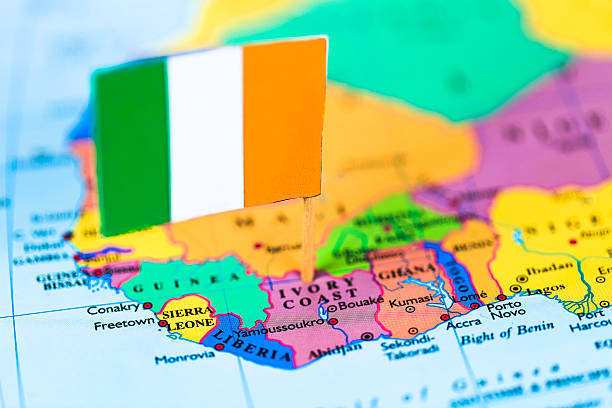 istock Map and flag of Ivory Coast 180866455