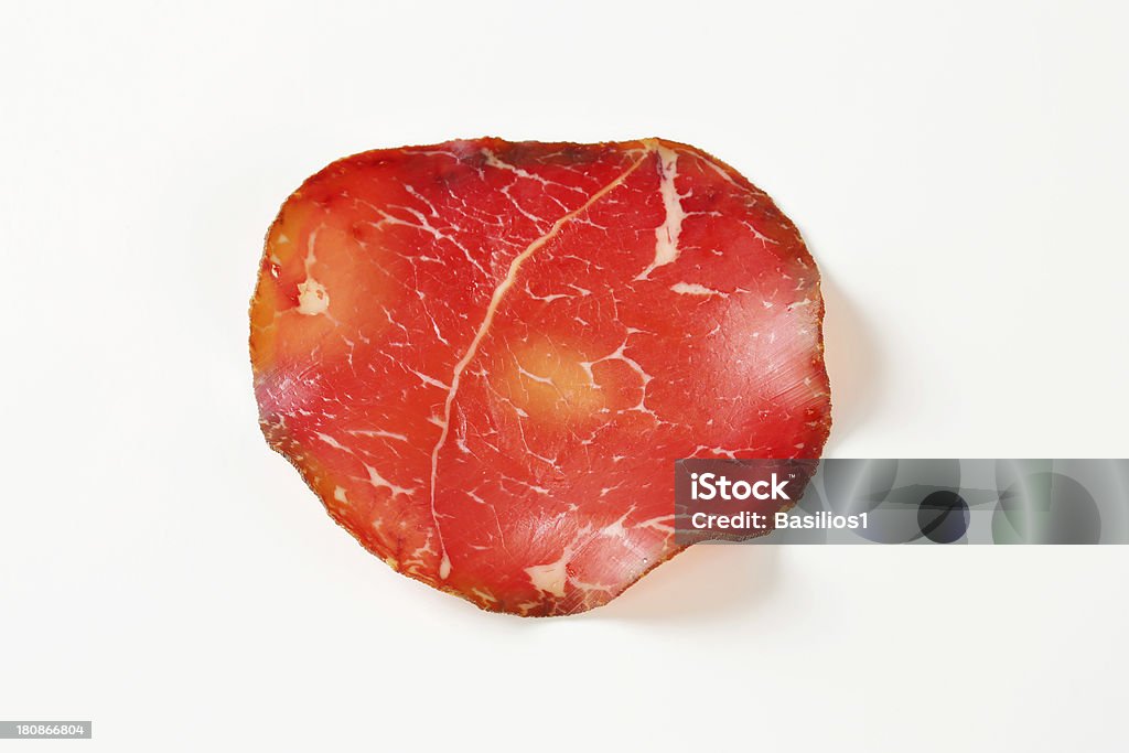 smoked beef slice slice of smoked dried beef meat isolated on white background Beef Stock Photo