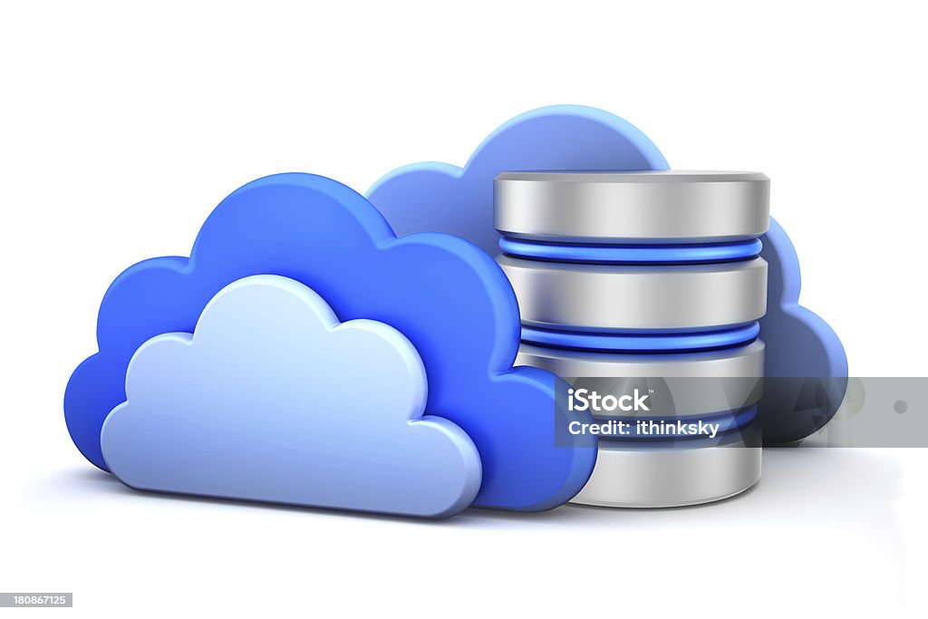 Cloud computing concept Database with cloud computing icon,3D rendered image. Accessibility Stock Photo