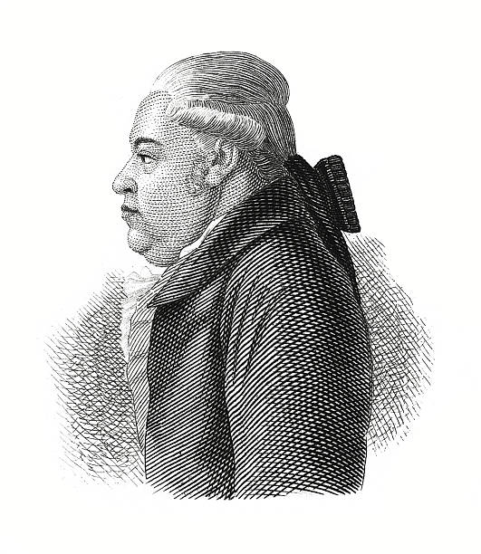 istock Male portrait, XVIII century (antique wood engraving) 180867227
