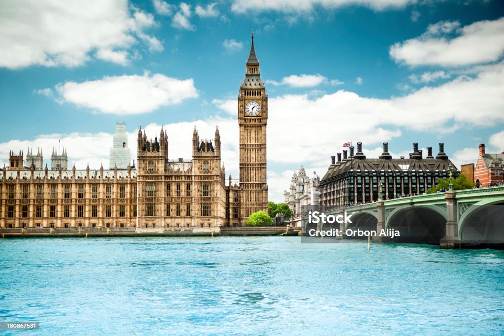 London The houses of Parliament and Westminster Bridge. Big Ben Stock Photo