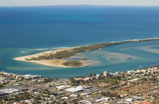Caloundra and North tip Bribie Island, Pumicestone passage and Moreton Bay and Moreton Island in the background