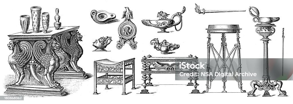 Roman przedmioty (stare Drewno Grawerunek) - Zbiór ilustracji royalty-free (Grawerunek)