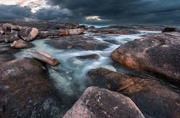 Rocky Coast during a Storm, Western Australia stock photo