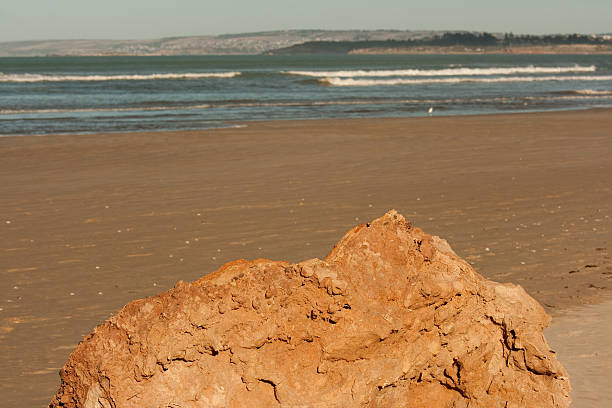 Sandstone Rock on the Beach. stock photo