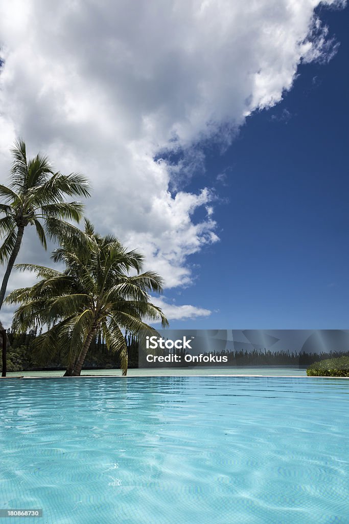 Piscine à débordement du centre de villégiature Tropical sur une belle journée ensoleillée - Photo de Nouvelle-Calédonie libre de droits