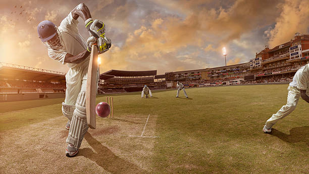 grilo batsman prestes a atacar a bola - sport of cricket cricket player fielder sport imagens e fotografias de stock