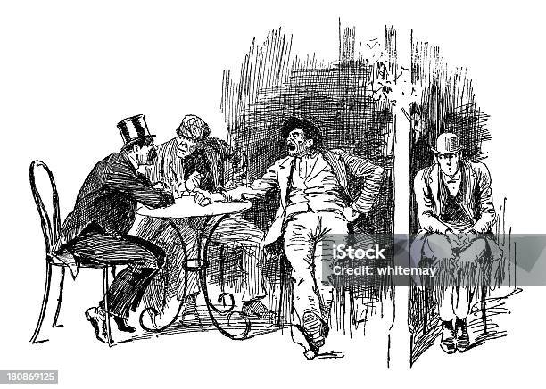 Homem Ouvir Às Escondidas Na Conversa - Arte vetorial de stock e mais imagens de Detetive - Detetive, Estilo do século 19, Ilustração