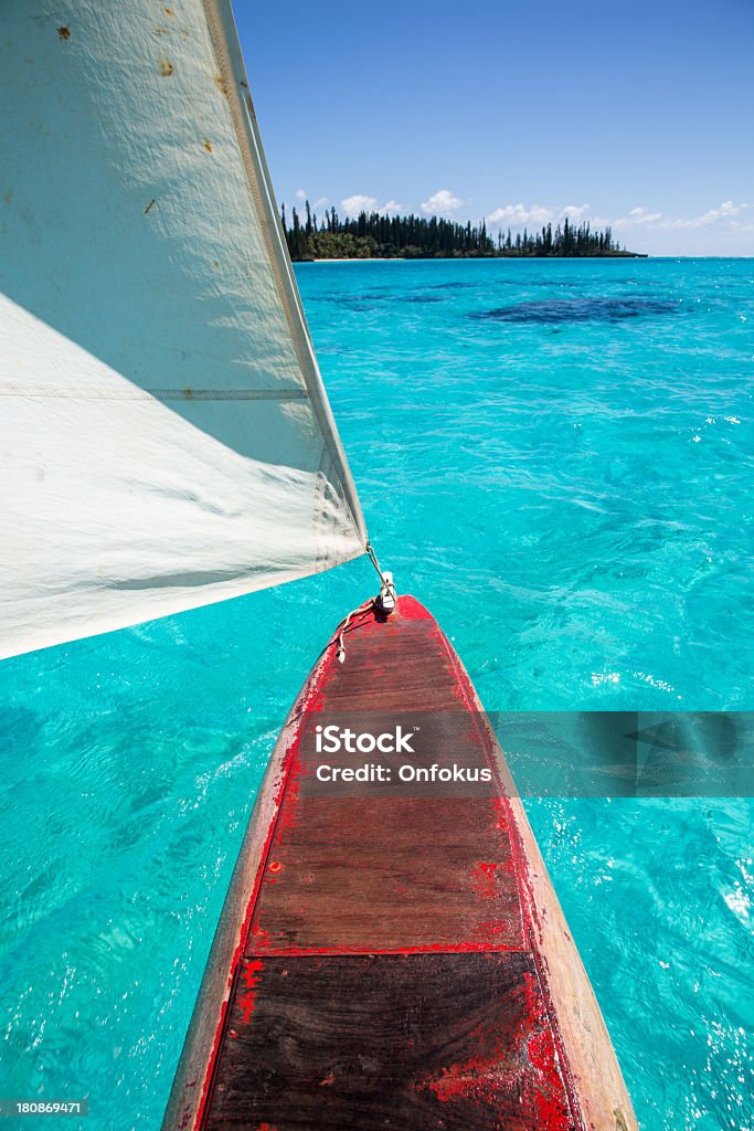 Dugout Canoe Ride on Isle of Pines, New Caledonia Pirogue on Pines Island, New caledonia (ile des pins) Dugout Canoe Stock Photo