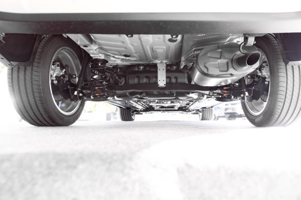 istock Rear car suspension and exhaust pipe 1808704689