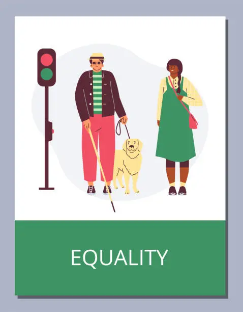 Vector illustration of Poster or vertical banner about equality flat style, vector illustration
