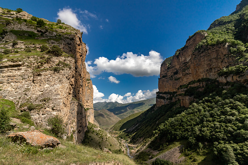 The gorge of the  Jylgy su river in Kabardino-Balkaria. Nature of the North Caucasus. jylgy su