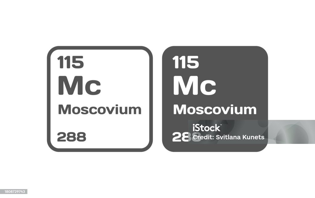 モスコビウム化学元素のアイコンフラットグレーmc Moscovium化学元素アイコン周期表ベクター アイコン アイコンのベクターアート素材