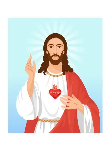 Vector illustration of Sacred Heart of Jesus vector illustration