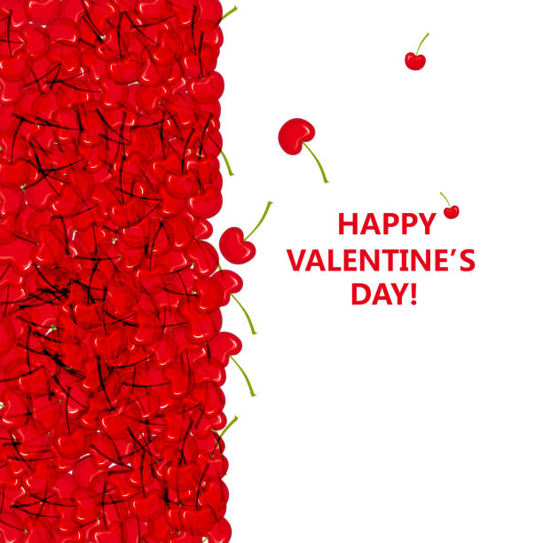 вишнёвый рисунок фон для день святого валентина» - cherry valentine stock illustrations