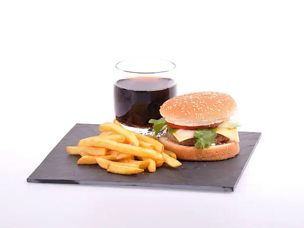 Photo of hamburger on white background